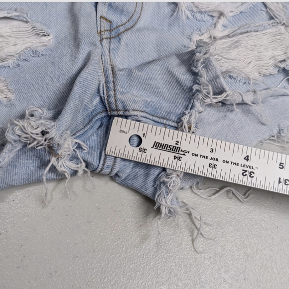 Levi's 501 Button Fly Cut Off Denim Shorts 26 Distressed Holes - Picture 13 of 14